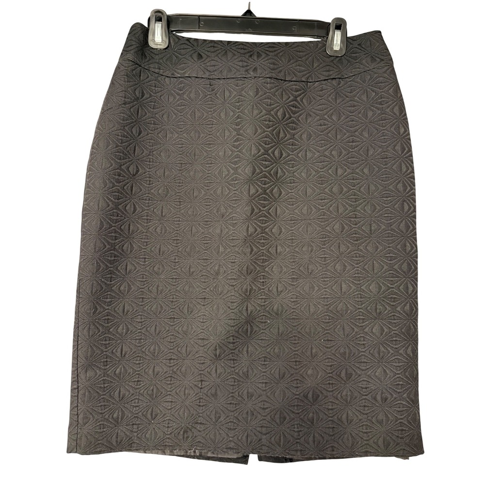 Cynthia Rowley Black Textured Geometric Pencil Skirt Size 8 Knee Length Lined